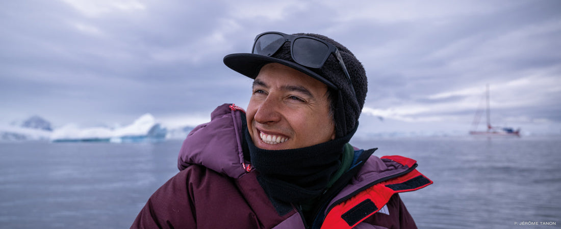 “Victor de Le Rue’s happy face after riding something steep and deadly in Antarctica.” Photo: Jérôme Tanon