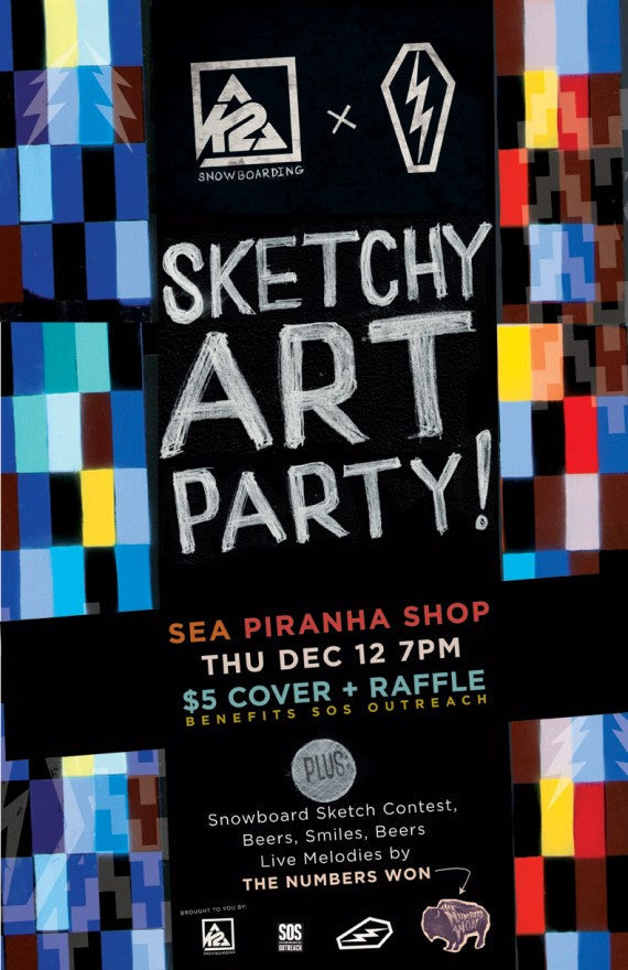 K2's Sketchy Art Party: Piranha Shop in Seattle on Dec. 12
