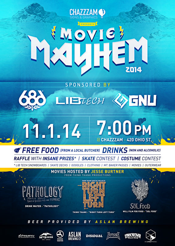 Bellingham, WA Snowboard "Movie Mayhem": Film Screenings Hosted By Think Thank's Jesse Burtner