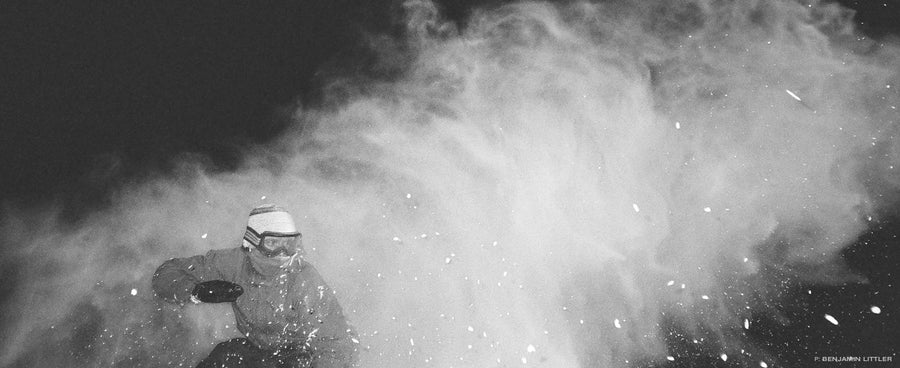 I love this photo of John Blume riding through a night spray at Brighton, UT, and I don’t even care that there’s no snowboard in sight. It looks like he’s being spit out the end of a tube, while surfing a midnight wave. Photo: Benjamin Littler