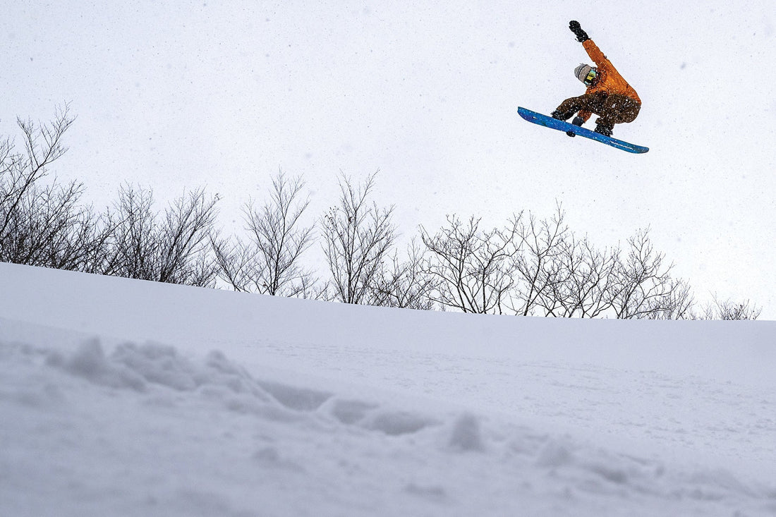 Aya Sato’s local knowledge proved invaluable while filming in Hakuba, Japan. Humble and talented, she’s pictured here airing a textbook stalefish. Photo: Alex Pashley