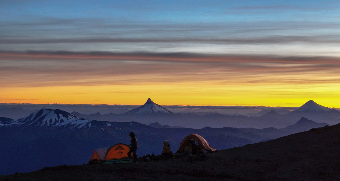Making camp on the crater rim, whispers in the air, lines on the mind.  Photo: Xabier Azcarate