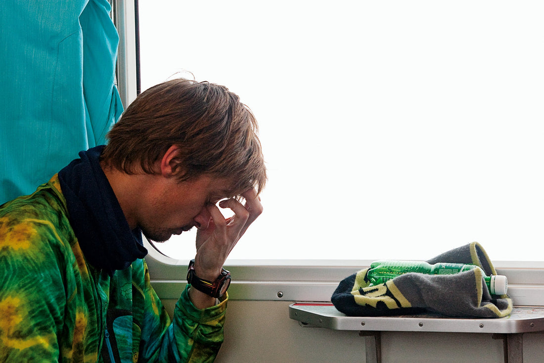 A quiet train ride in Switzerland gives Nicolas a moment away from his hectic schedule. Photo: Scott Sullivan