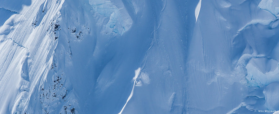 Ryland Bell on Rizzo. First ridden by Chris Coulter in 2008, this was a second descent, 15 years later. Photo: Will Wissman 
