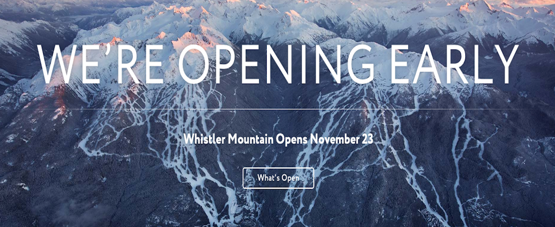 Whistler Blackcomb To Open November 23, 2016